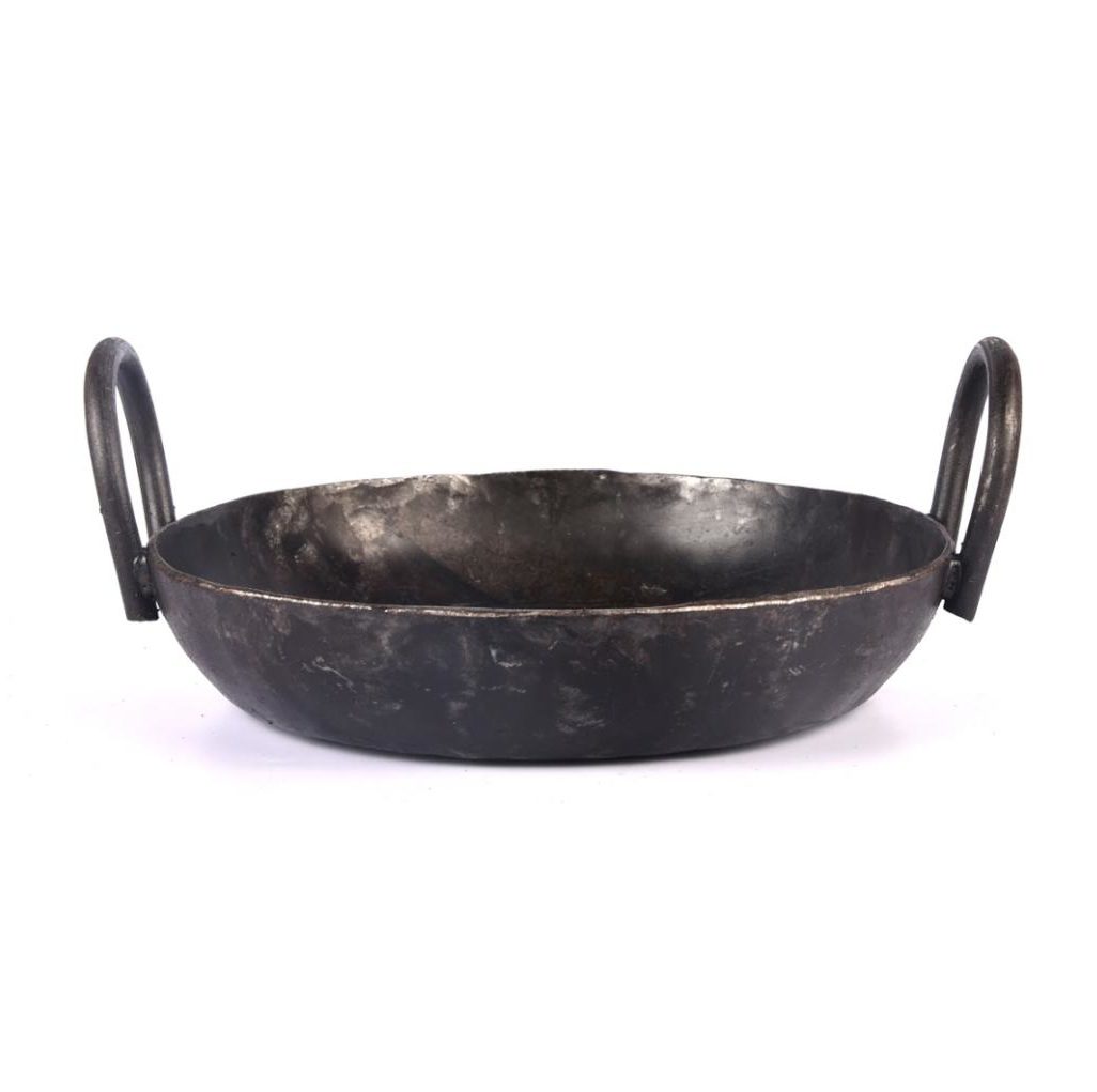 Buy Seasoned Iron Flat Bottom Kadai | Traditional Cooking Vessel by ...